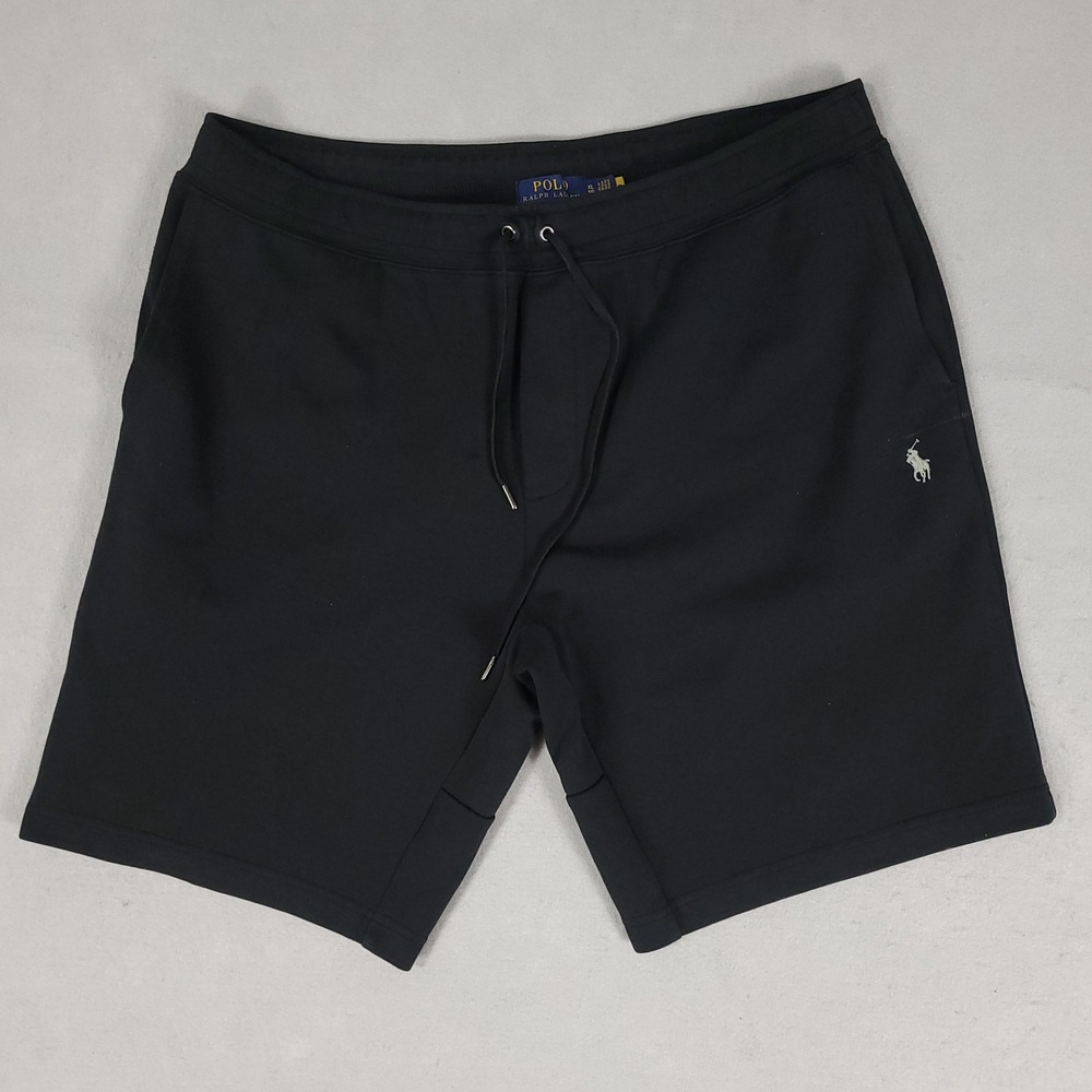 Polo Ralph Lauren Shorts Mens XL Black Sweat Classic Fit Double Knit Pony Logo